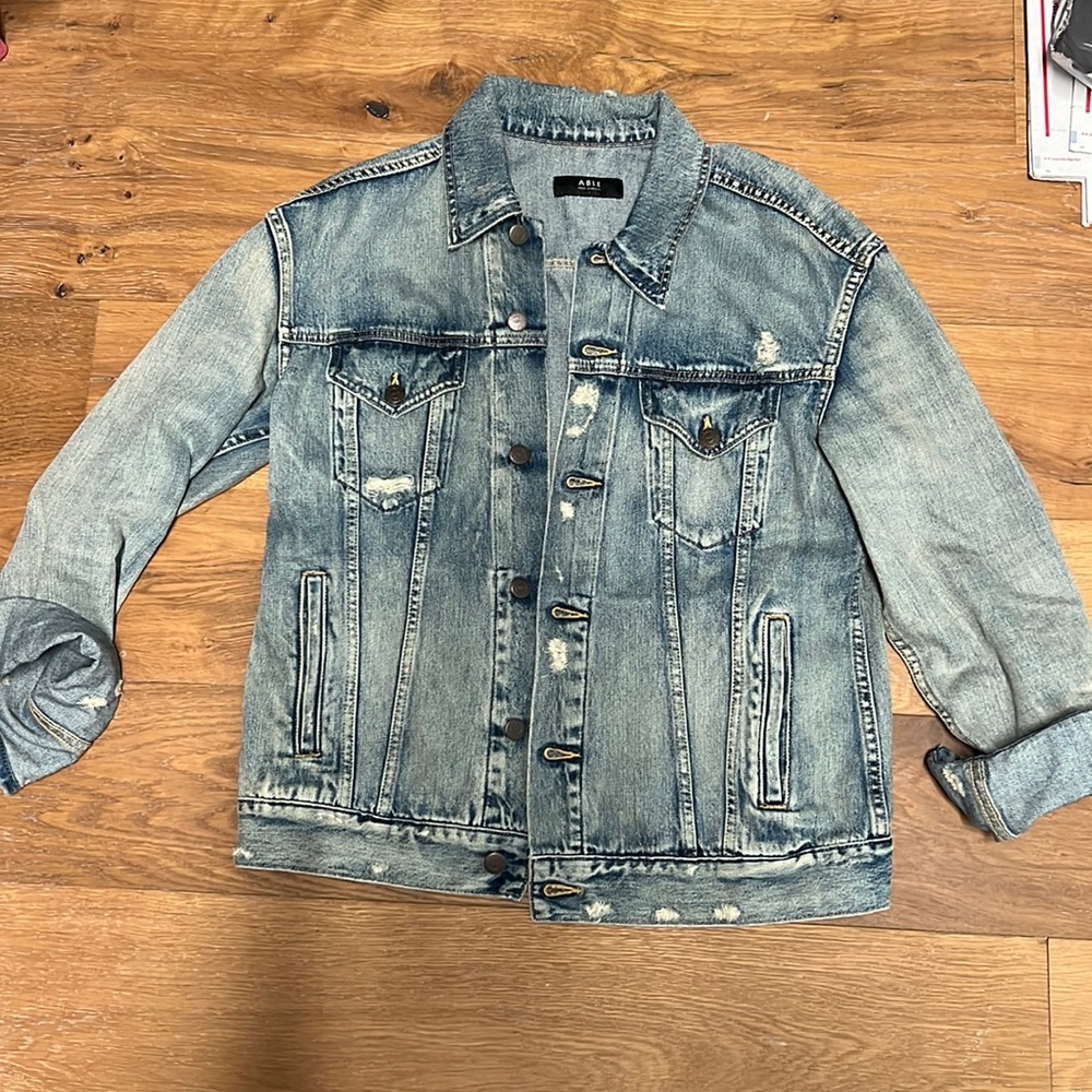 Able Light Blue Distressed Denim Jacket